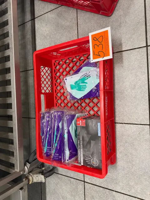 Basket with various work gloves