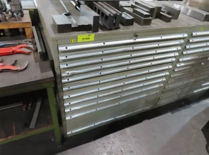1 tool cabinet, make: Polschröder, approx. 100 x 70 x 100 cm, 11 drawers with contents, consisting of various taps, dies, die holders, extensions, etc.