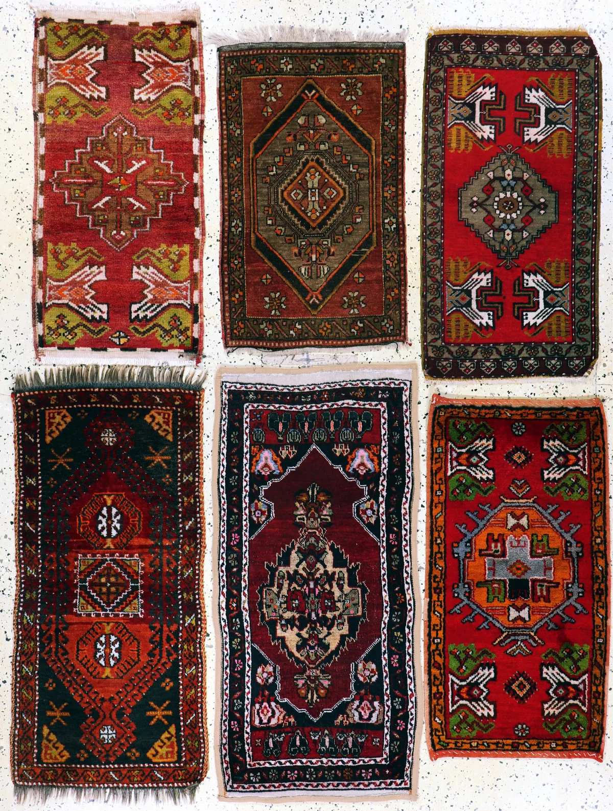 6 lots Yastik, Turkije, begin 20e eeuw, wol op wol, ca. 100 x 50 cm, EHZ: 2-3
