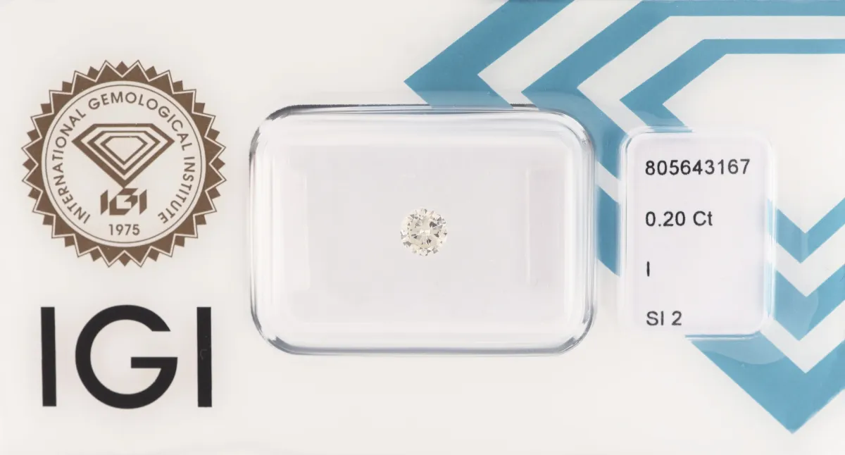 Loser Brillant, 0.20 ct l.get.Weiß(I)/si2, eingeschweißt, IGI-Expertise anbei