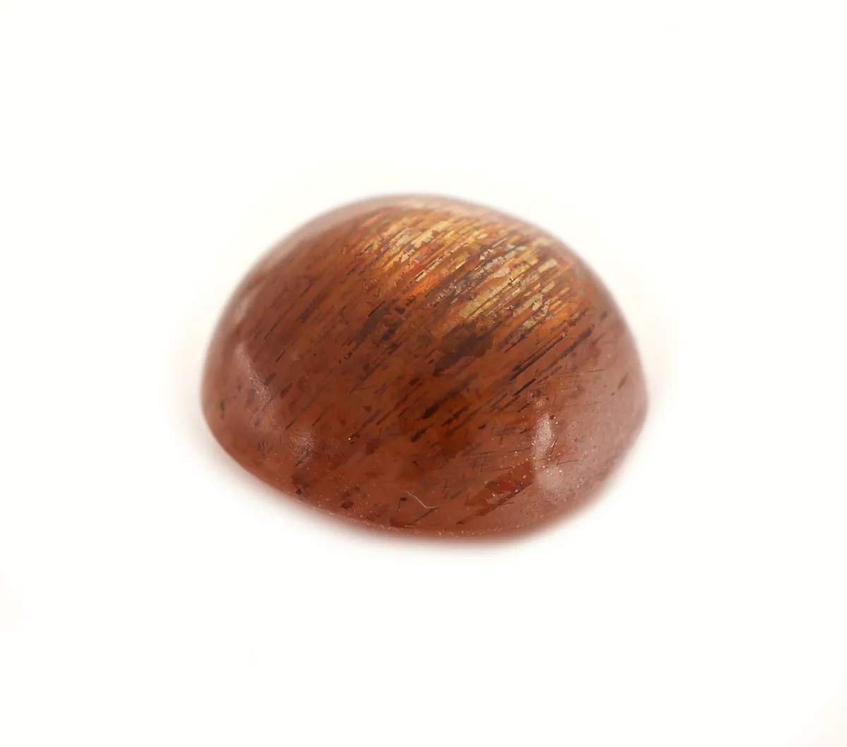 Loose sunstone, 3.72 ct, oval cabochon, so-called 4-ray star sunstone