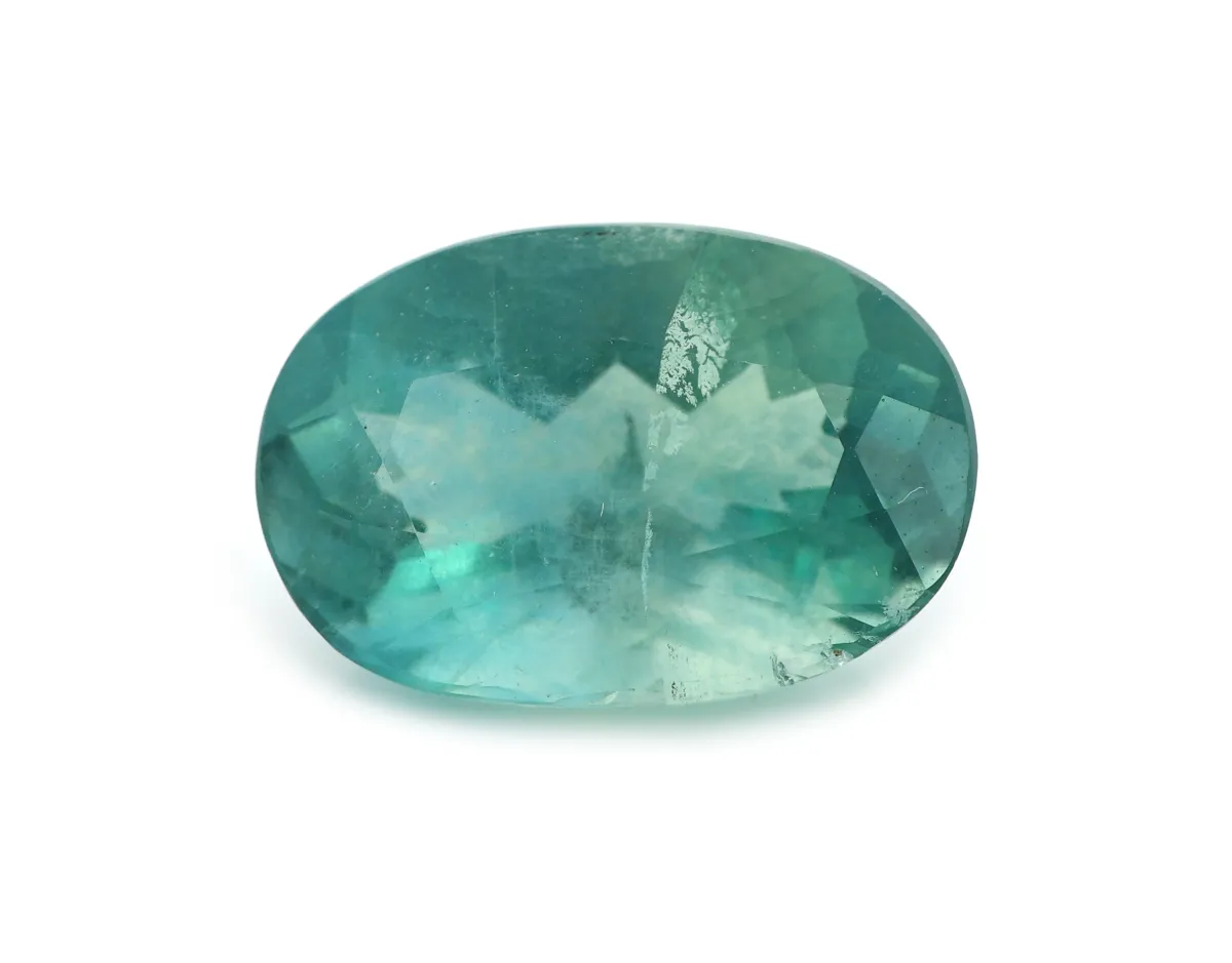 Fluorite lâche, env. 4,02 ct, facetté ovale, bleu-vert, prix estimé : 150, - EUR