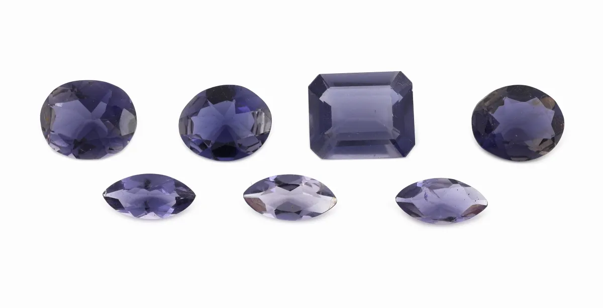 Lot 7 loose iolites, total approx. 14.21 ct, various cuts and sizes
