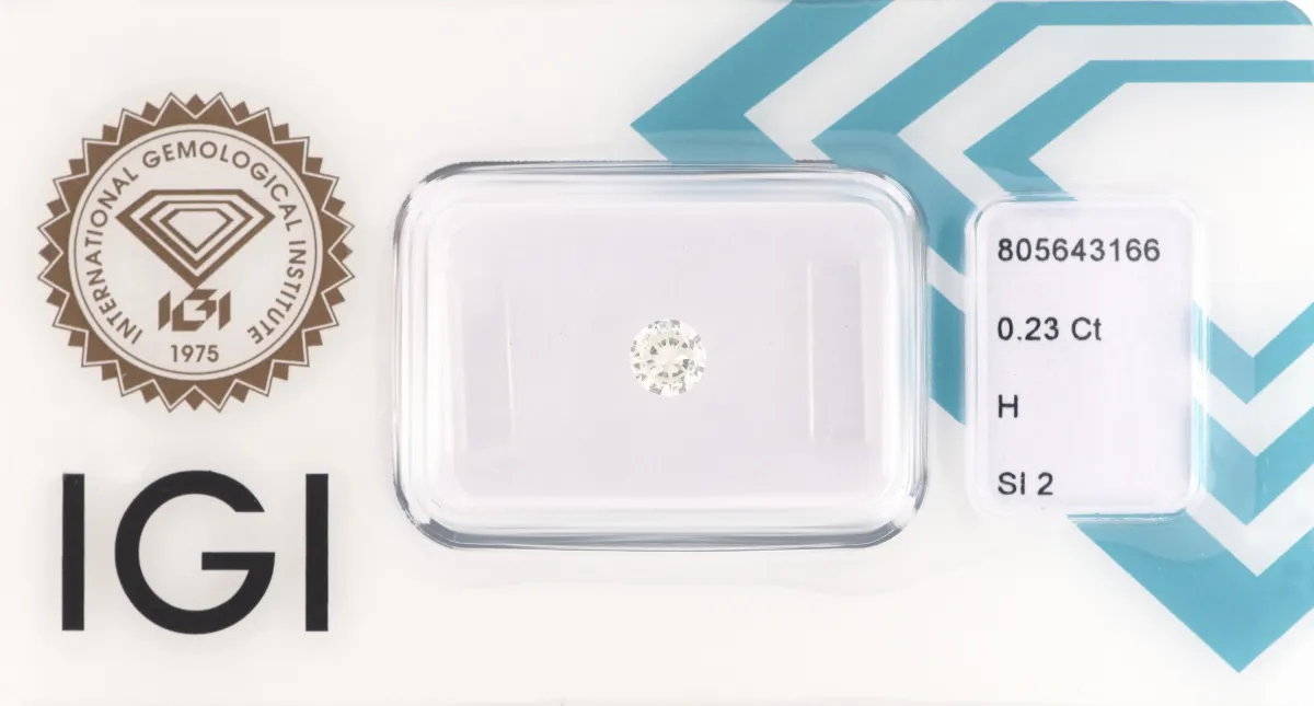 Brillant non monté, 0,23 ct blanc (H)/si2, scellé, expertise IGI jointe