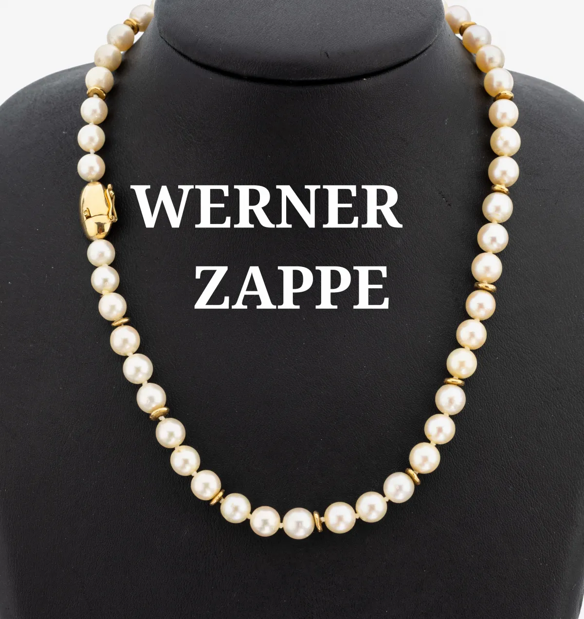 Collier de perles WERNER ZAPPE avec fermoir en or 18 ct, or 750/000, perles de culture Akoya, D