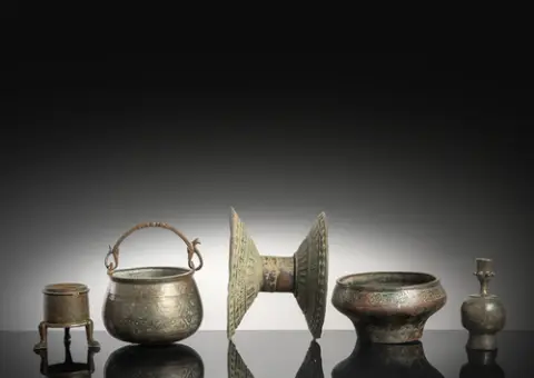 Five metal vessels