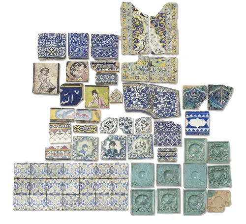Lot of polychrome glazed tiles
