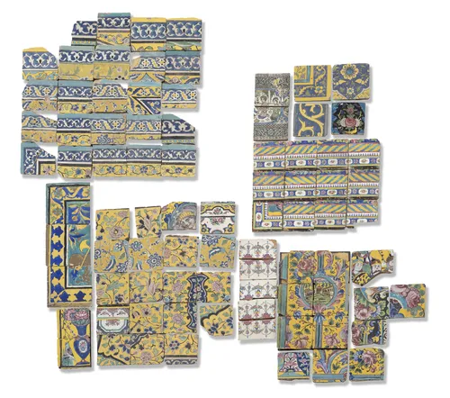 Lot of polychrome glazed tiles