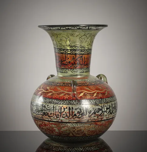 Glass mosque lamp with calligraphy