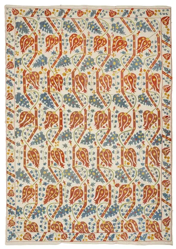 Ottoman-style embroidery in silk on cotton