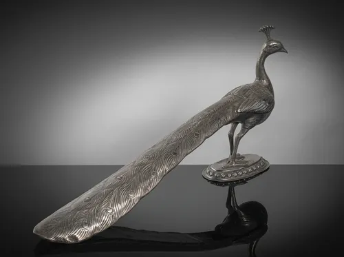 Large silver peacock
