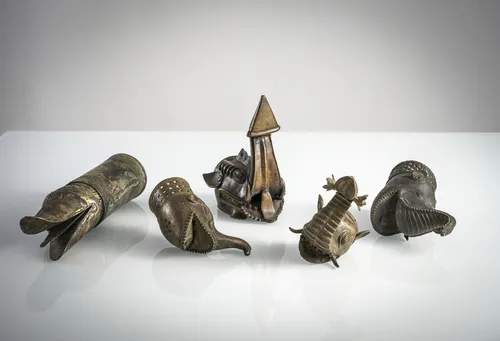 Five bronze litter finials
