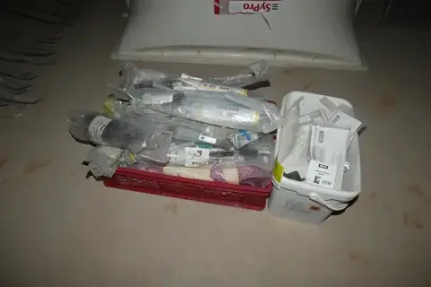 Lot of assembly accessories and small parts in bags, including MEA