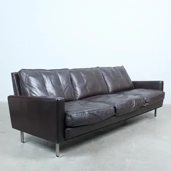 GEORGE NELSON. Herman Miller, three-seater leather sofa model 'Loose Cushion'. 1960s.