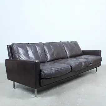GEORGE NELSON. Herman Miller, three-seater leather sofa model 'Loose Cushion'. 1960s.