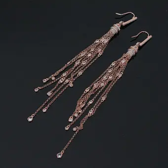 Oorhangers met zirkonia, 925 zilver, roségoud verguld.