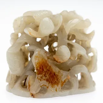 Lid / attachment for an incense burner with lotus and heron decoration, China, Ming Dynasty.