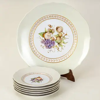 RICHARD GINORI. Fruitservies met variërende fruitmotieven, Florence, 2e helft 20e eeuw (7).