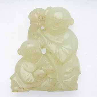 Two boys, jade, China, late Qing Dynasty.