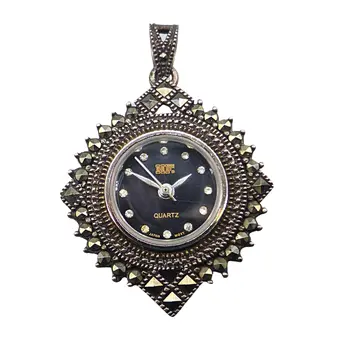 Montre pendentif HF Quartz en argent 925 avec marcassites.