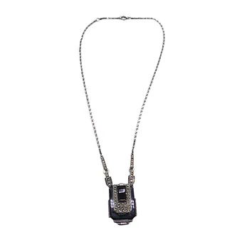 Collier Art déco en argent 925 avec onyx et marcassites.