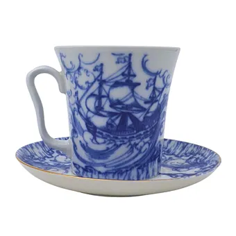 Lomonosov porcelánová souprava s motivem plachetnice.