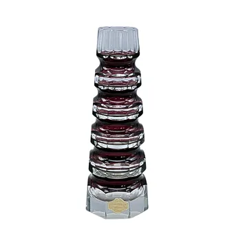 MOUTH-BLOWN CRYSTAL GLASS VASE WITH VIOLET CASING - HAND-CUT.