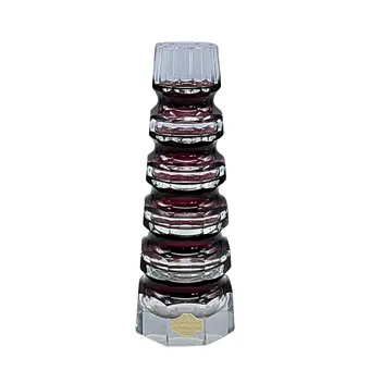 VASE EN CRISTAL SOUFFLÉ À LA BOUCHE AVEC COUCHE VIOLETTE - TAILLÉ À LA MAIN.