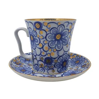 LOMONOSSOW PORZELLAN-KAFFEETASSE MIT UNTERTELLER.