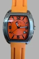 Quartz unisex wristwatch with orange dial and orange rubber strap, as new