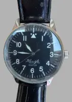 Quartzové náramkové hodinky "Kienzle" Aviator, kožený pásek, chybí spona, dobrý stav