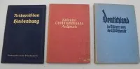 drei historische Bücher aus der Weimarer Republik und der NS-Zeit, Reichspräsident Hindenburg 1927, Kolonien Großdeutschlands Anspruch 1939, Deutschland in Bildern um 1930, Altersspuren