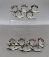 12x Serviettenringe "Gerold", aufgesetzte Blüten, 7x4,5 cm