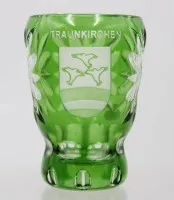 Footed cup, Traunkirchen, Austria, green overlay, approx. H 13.5 cm