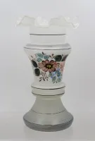 Opalinglasvase, florale Emaillemalerei, ca. H- 26,5cm