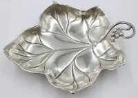 Bladschaal, verzilverd, gemerkt, H 4,5 cm, 23 x 20 cm