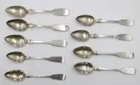 9x diverse koffielepels, 12-lotig en 800 zilver, ouder, deels sier monogram, spatelvorm, totaal 132,2 gr, ouderdomssporen