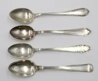 3x cuillères à café en argent 800 et 1x argent 830, env. 58,8 g, traces d'usure, L 13,6 cm