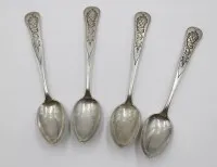 4x coffee spoons, around 1900, hallmarked silver, chased, 56.8 g, L 14.2 cm