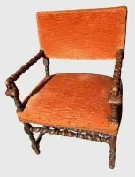 Carved Historicism armchair, both backs with female busts, H 88 cm, W 60 cm, seat height 47 cm