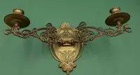 Bougeoir mural massif en laiton, L 40 cm, H 22 cm