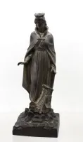Metallfigur der Hlg. Barbara, Schutzpatronin der Bergleute, ca. H-24cm