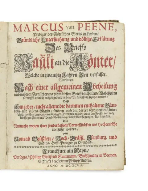 Marcus van Peene – Examen approfondi et explication complète de l'épître de Paul aux Romains, composée en vingt ans