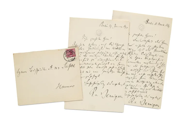 Rudolf von Bennigsen – 2 eigenhändige Briefe mit Unterschrift des Politikers (1824-1902) an Herrn Buchhändler A. von Seefeld in Hannover