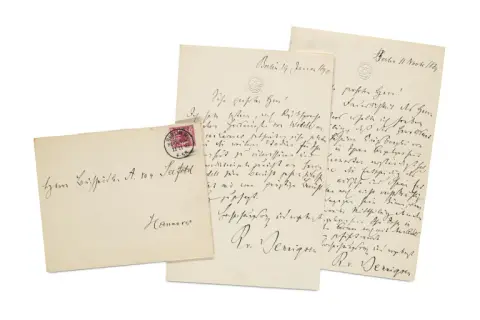 Rudolf von Bennigsen – 2 lettres autographes signées du politicien (1824-1902) à M. le libraire A. von Seefeld à Hanovre