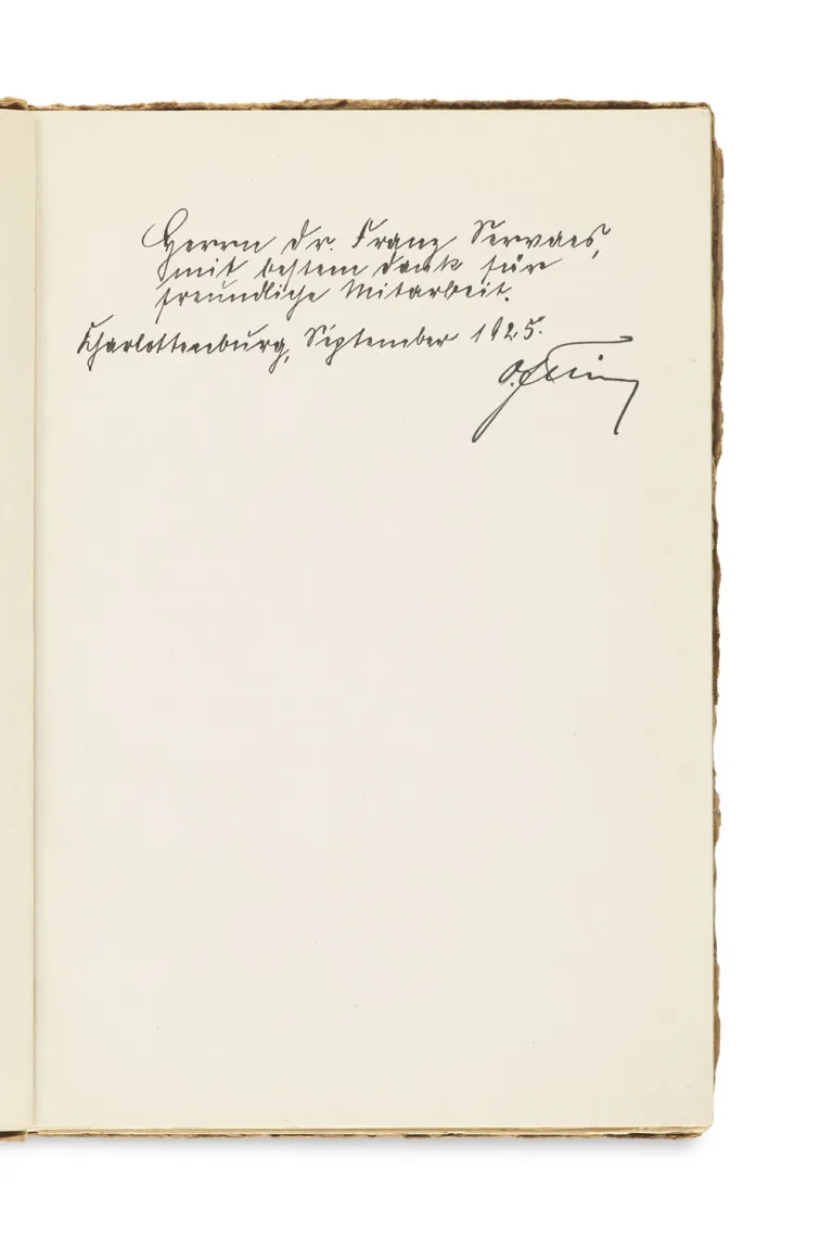 Otto Felsing – Dedykacja z autografem podpisu dla pisarza Franza Servaesa (1862-1947)