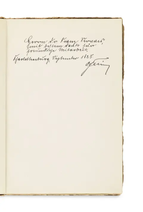Otto Felsing – Dédicace avec signature autographe pour l'écrivain Franz Servaes (1862-1947)