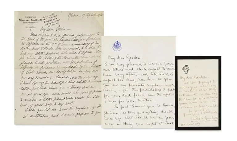 Ricciotti Garibaldi – Collection de 3 lettres autographes signées de Garibaldi Ricciotti ainsi que 2 lettres autographes avec signature de son…