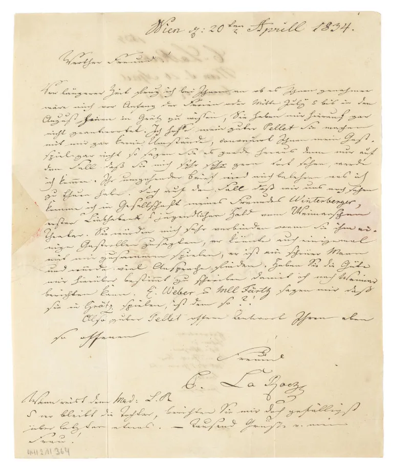 Carl von La Roche – 2 autograph letters signed by the German-Austrian actor and director (1794-1884) to the…