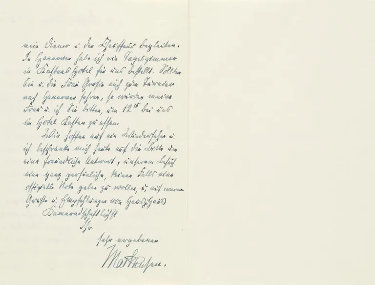 August von Mackensen – Eigenhändiger Brief des Generalfeldmarschall August von Mackensen an Günther Graf von Schulenburg-Wolfsburg